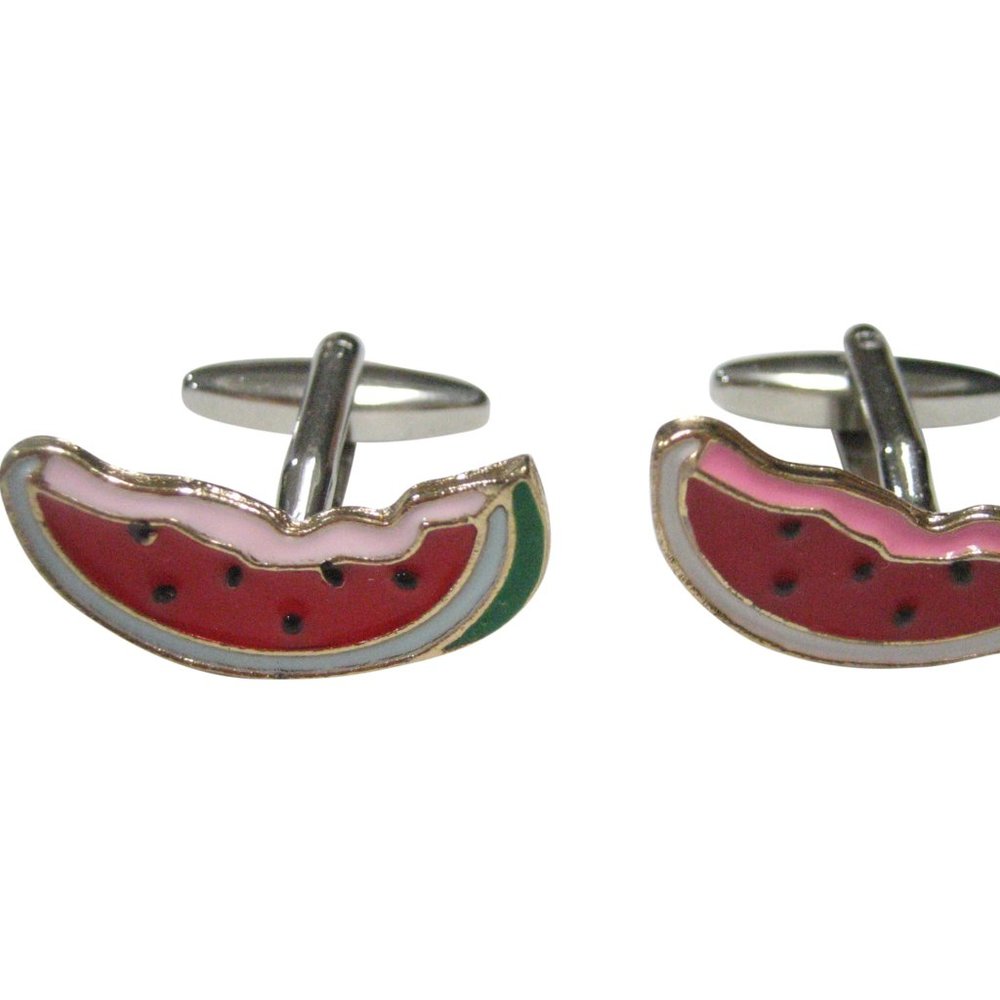 Colorful Half Eaten Watermelon Fruit Cufflinks